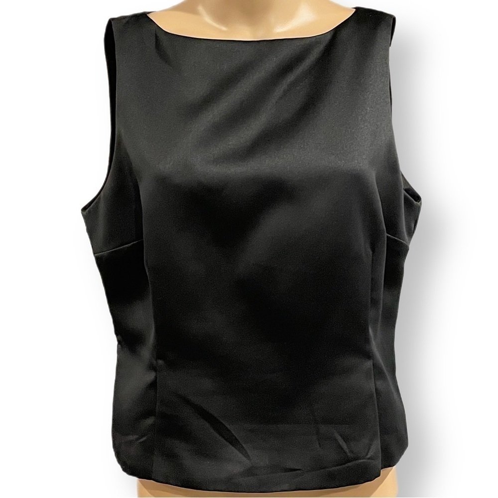 Nicole Miller blouse sleeveless satin cropped black size 16